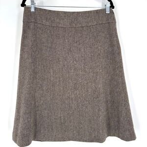 Ann Taylor Tweed A-line knee length conservative brown wool blend skirt size 8